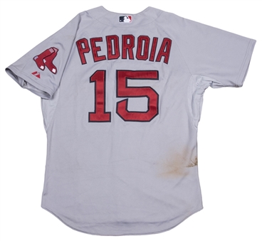 2015 Dustin Pedroia Game Used Boston Red Sox Road Jersey Worn on 09/29/15 (MLB Authenticated)